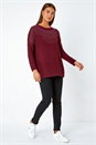 Wine Embellished Stretch Top, Image 2 of 5