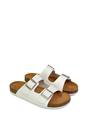 White XY LONDON White 'Star' Double Strap Buckle Up Summer Slip On Flat Sandals, Image 3 of 5