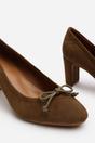 Khaki 'Primrose' Block Heel Court Shoe, Image 5 of 6