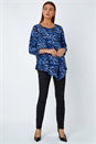 Blue Animal Asymmetric Layer Stretch Top, Image 2 of 5
