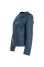 Navy Ashwood Leather Navy 'Corina' Collarless Casual Leather Jacket, Image 3 of 5