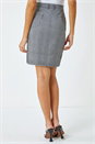 Black Gingham Straight Elastic Waist Stretch Skirt, Image 3 of 4