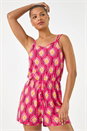 PINK Geometric Double Strap Playsuit, Image 2 of 5