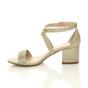 Gold AJVANI Gold Mid Block Heel Crossed Straps Sandals, Image 3 of 6