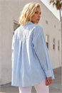Blue Petite Stripe Buttoned Pocket Shirt, Image 3 of 4
