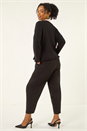 Black Petite Tie Neck Frill Hem Cardigan, Image 3 of 7