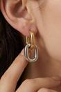 Gold Two-Tone Chain Link Hoop Earrings - 2-in-1, Image 1 of 2