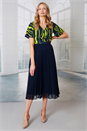 Navy Julianna Abstract Print Pleated Midi Dress, Image 4 of 4