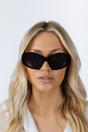 Black Angular Cat-Eye Sunglasses in Black, Image 5 of 6