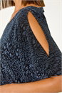 Midnight Blue Glitter Animal Print Banded Hem Stretch Top, Image 5 of 5