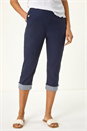 Navy Contrast Stripe Cropped Trouser, Image 4 of 5