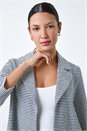 Black Stripe Textured 3/4 Sleeve Cotton Blend Jacket, Image 4 of 5