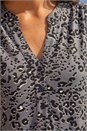 Grey Animal Print Stretch Blouse, Image 4 of 4