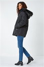 Black Quilted Faux Fur Hooded Coat, Image 3 of 5
