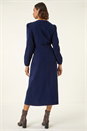 Navy  Corduroy Button Down Midi Dress, Image 3 of 5