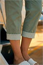 Khaki Contrast Detail Cropped Stretch Trouser, Image 4 of 4