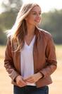 Tan 'Malmo' Two-In-One Detachable Hood Leather Jacket, Image 2 of 6