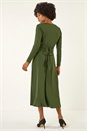 Forest  Twist Front Stretch Midi Dress, Image 3 of 5