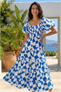 Blue Dusk Geo Print Tiered Dress, Image 2 of 4