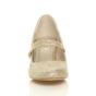 Gold Mid Heel Mary Jane Court Shoes, Image 6 of 6