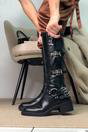 Black 'Cobra' Harness Square toe Knee High Biker Boots, Image 7 of 7