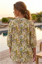 Green Floral Print Notch Neck Blouse, Image 3 of 4