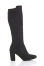 Black AJVANI Black High Block Heel Stretchy Calf Boots, Image 1 of 5
