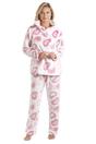 White Supersoft Heart Print Fleece Pyjama Set, Image 1 of 5