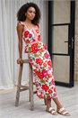 Orange Dusk Floral Print A-Line Midi Skirt, Image 4 of 5