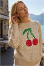 Ivory Sequin Cherry Knit Jumper , Image 1 of 4