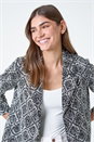 Black Geometric Textured Cotton Blend Jacket, Image 4 of 5