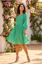 Green Dusk Ditsy Floral Print V-Neck Dress, Image 2 of 4