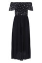 Navy  Bardot Sequin Midi Dress, Image 4 of 4