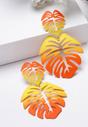 Orange AVANT-GARDE PARIS Orange Green Palm Leaf Dangle Earrings, Image 2 of 5