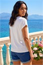 Ivory  Cut Out Hem Stretch Top, Image 3 of 5