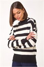 Black Button Shoulder Stripe Knit Jumper, Image 4 of 5