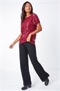 Wine Embellished Sequin Top, Image 2 of 5