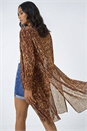 Tan Metallic Animal Print Plisse Kimono, Image 2 of 5