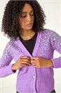 Lilac Sequin Knit Buttoned Cardigan, Image 1 of 5