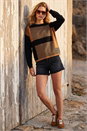 Camel  Colour Block Knit Jumper, Image 2 of 4