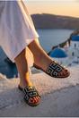 Black Pearl Geometric Rhinestone Embellished Sliders, Image 3 of 6