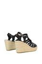 Black XY LONDON Black 'Remi' Wedge Heel Platform Espadrille Square Toe Sandals, Image 5 of 5