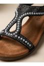 Black iKrush Black Violet Beaded Lattice Wedge Sandals, Image 6 of 8