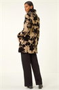 Cream  Floral Flock Detail Padded Coat, Image 3 of 5