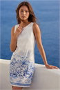 Blue Scenic Print Shift Dress, Image 2 of 4