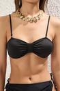 Black Ruched Strapless Padded Bandeau Bikini Top with Adjustable Straps, Image 4 of 5