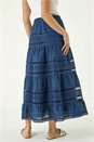 Navy  Petite Lace Trim Maxi Skirt, Image 3 of 5