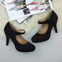 Black AJVANI Black High Heel Mary Jane Court Shoes, Image 4 of 6