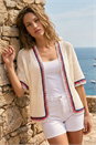 White Pattern Crochet Knit Cardigan, Image 2 of 4