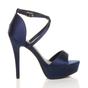 Navy Blue AJVANI Navy Blue High Heel Crossed Straps Platform Sandals, Image 2 of 6